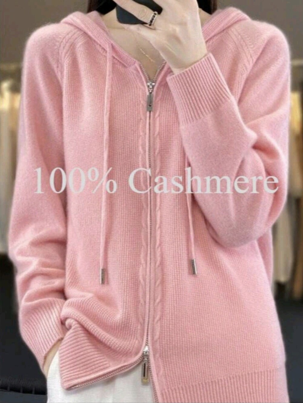 Women's Hooded Cardigan, Zip-Up Hoodie, Loose-Fitting Jacket